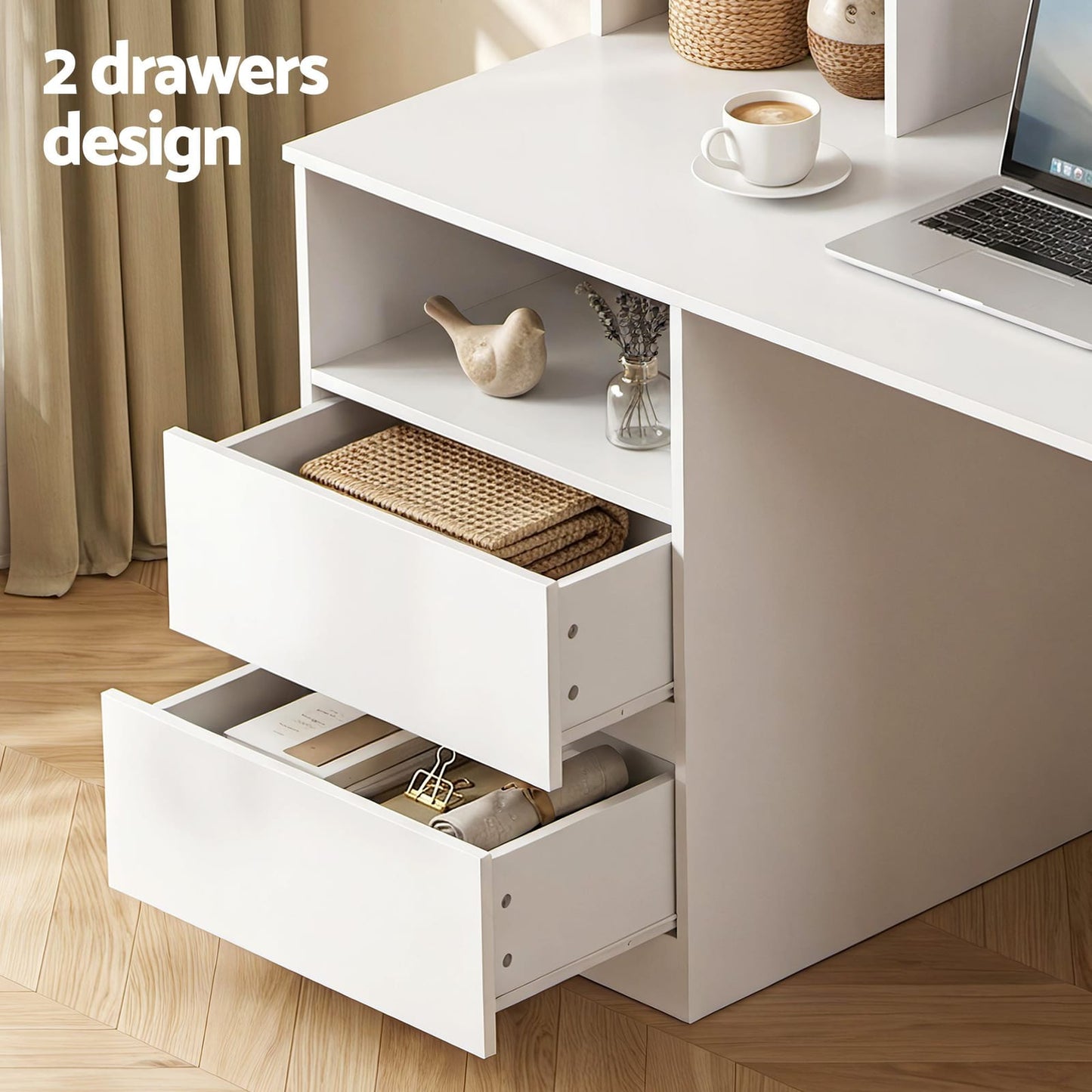 Computer Desk White Office Table 120x60x133.5cm