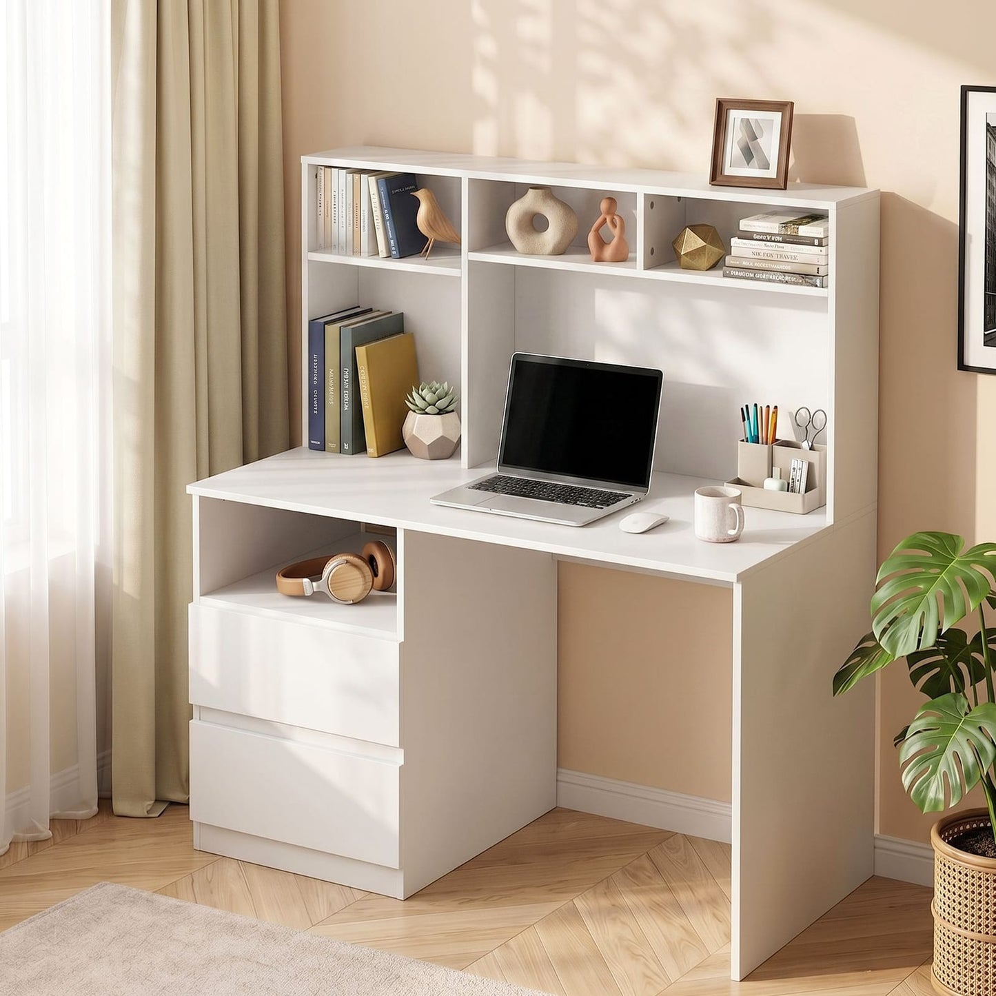 Computer Desk White Office Table 120x60x133.5cm