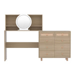 Pine Dressing Table Set with Stool and LED Mirror