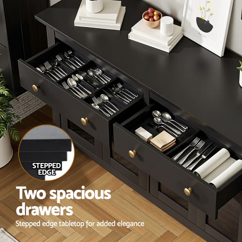 Black Storage Sideboard Cabinet 130x40x75cm