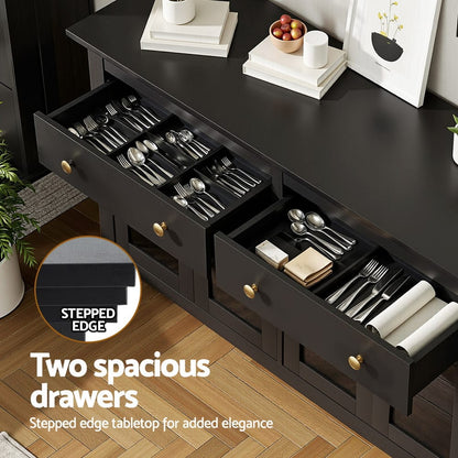 Black Storage Sideboard Cabinet 130x40x75cm