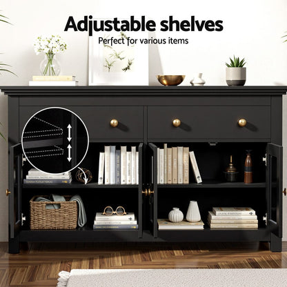 Black Storage Sideboard Cabinet 130x40x75cm