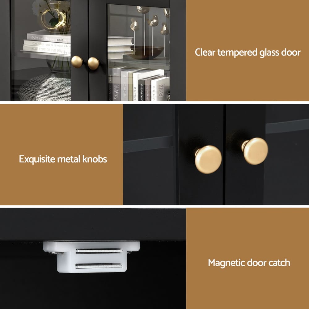 Black Storage Sideboard Cabinet 130x40x75cm