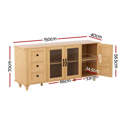 Pine Buffet Storage Cabinet 150x40x70cm