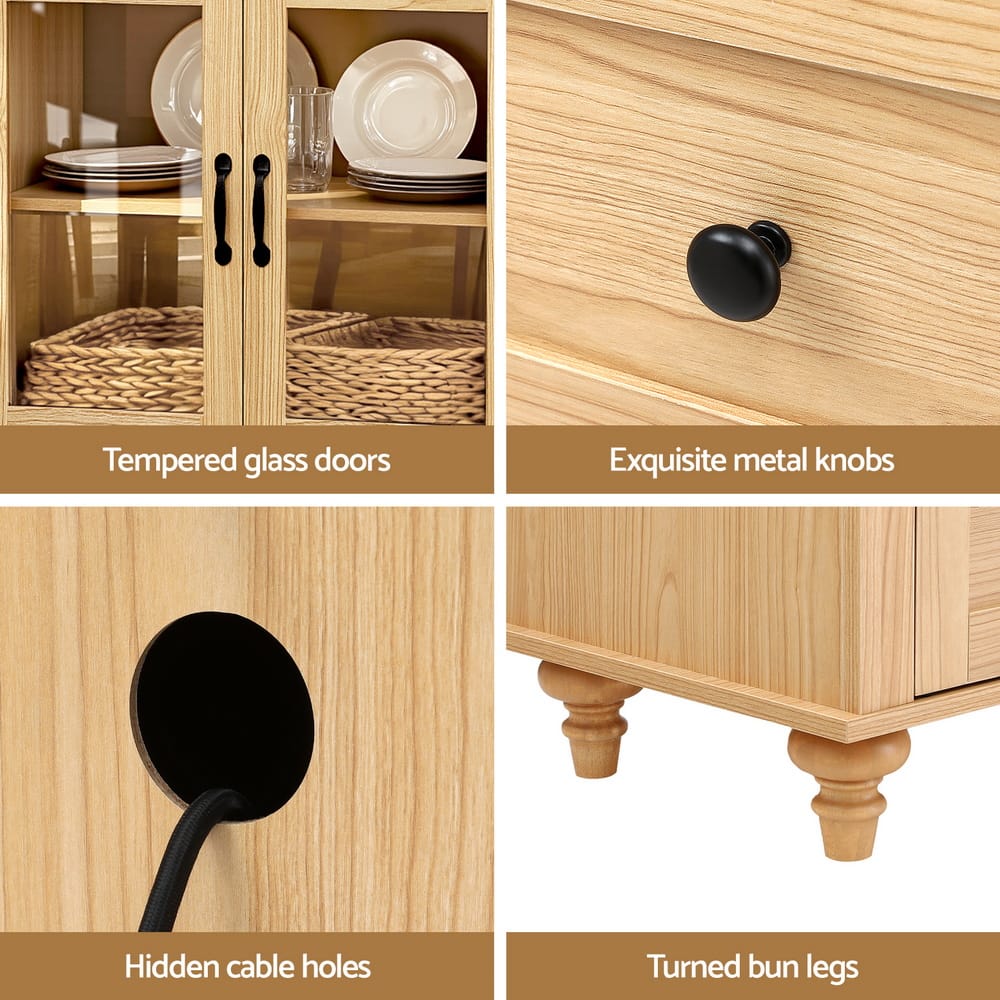 Pine Buffet Storage Cabinet 150x40x70cm