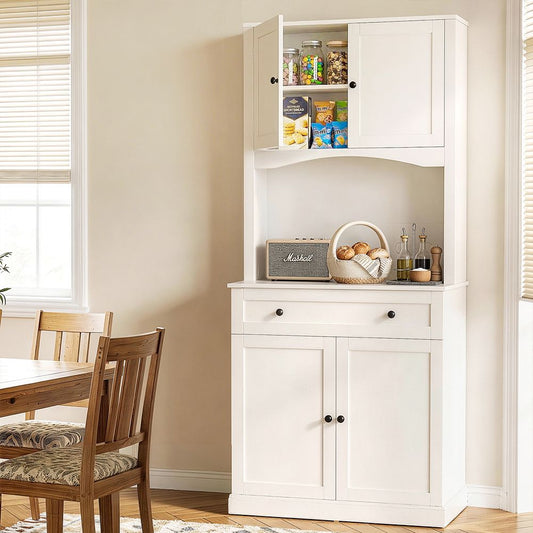 Buffet Sideboard Cabinet Cupboard Pantry Storage Shelves Hutch White