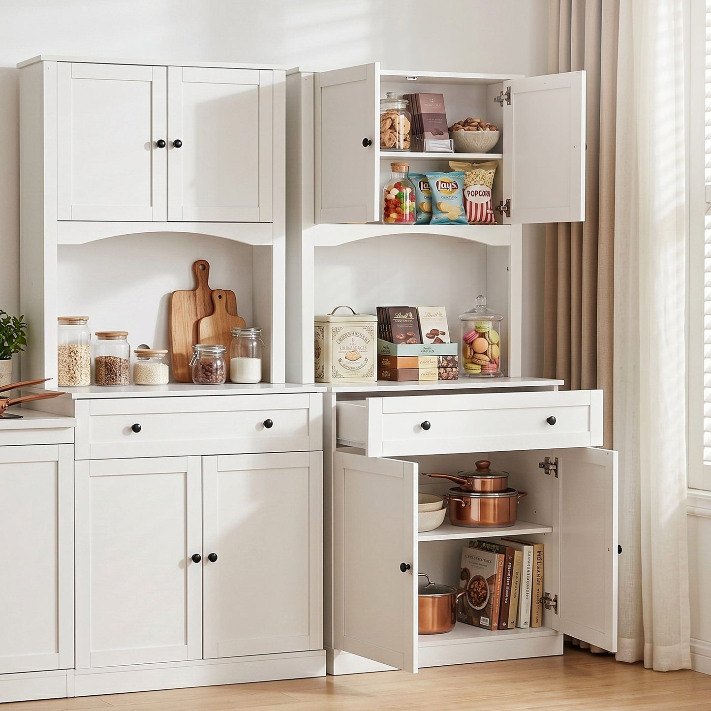 White Buffet Sideboard Cabinet Set of 2 | HomeAndLiving