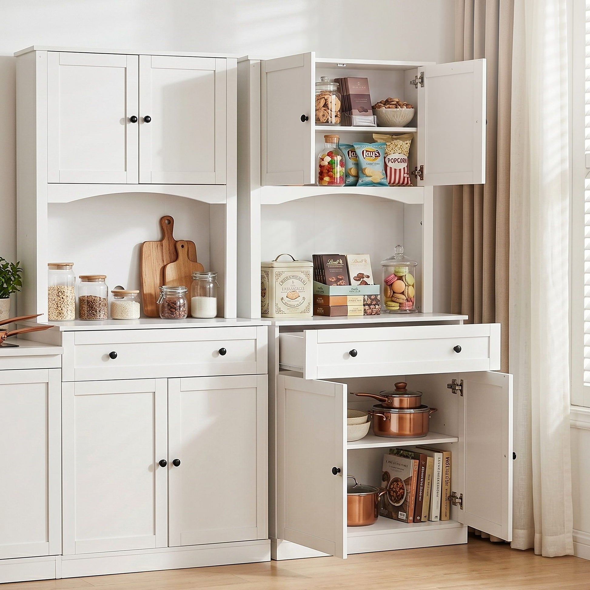 White Buffet Sideboard Cabinet Set of 2 | HomeAndLiving