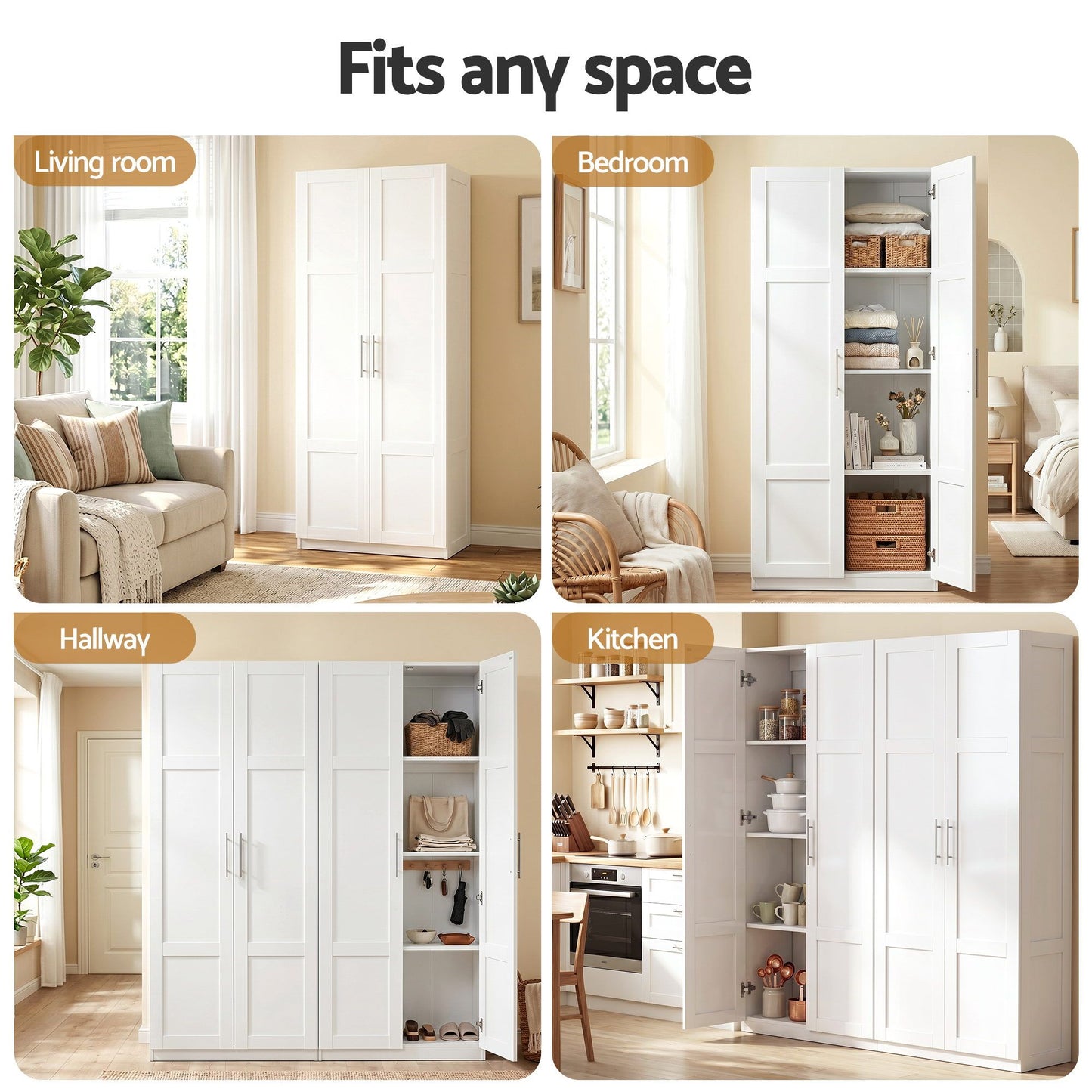 Buffet Sideboard Cabinet Set of 2 White | HomeAndLiving - 7