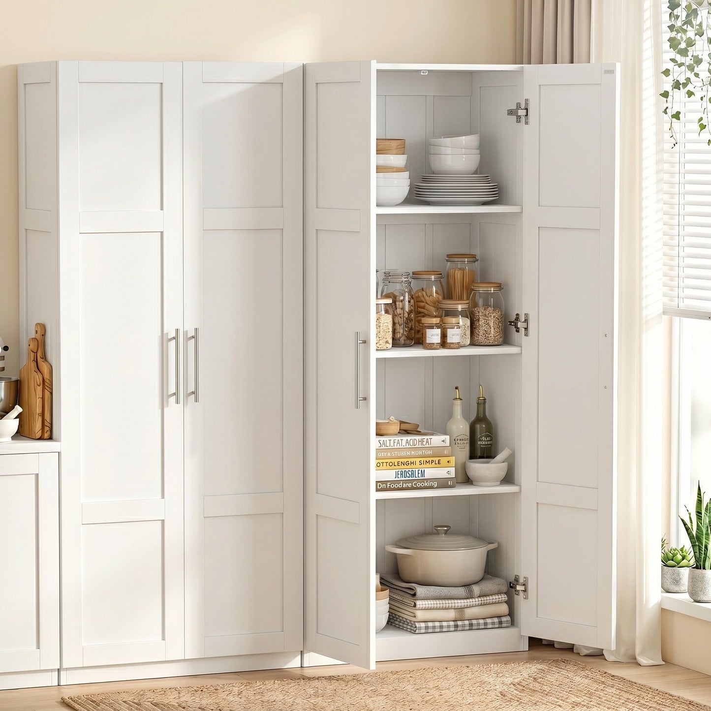 Buffet Sideboard Cabinet Set of 2 White | HomeAndLiving - 2