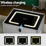 Smart Bedside Table With Wireless Charging - Aika Grey