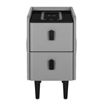 Smart Bedside Table 2 Drawers With Wireless Charging Ports Led Grey Aida