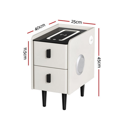 Smart Bedside Table With Wireless Charging - Aida White