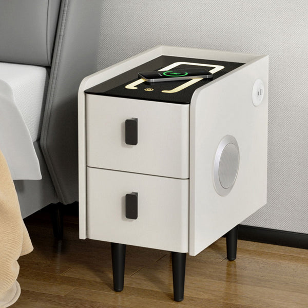  Smart Bedside Table With Wireless Charging - Aida White