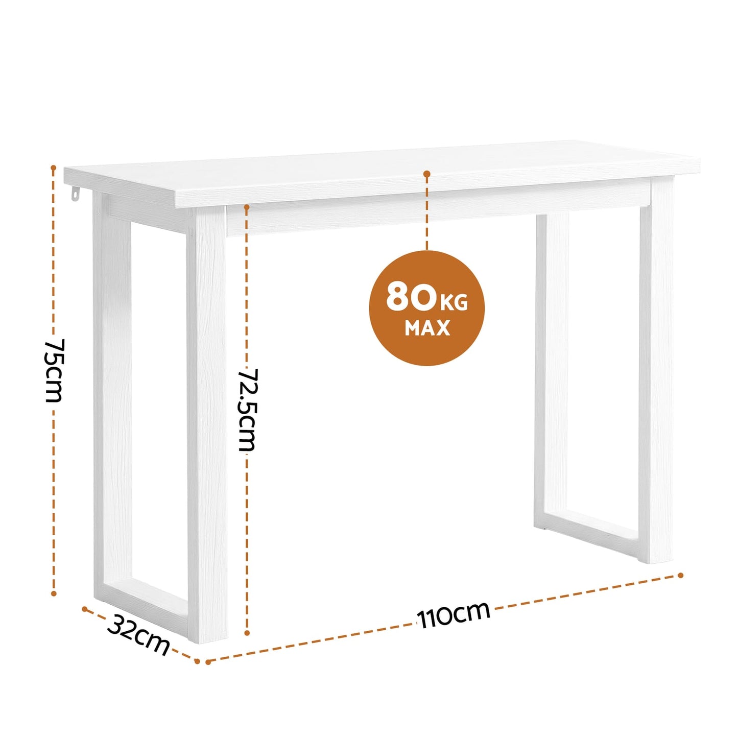 White Console Table 110cm 110x32x75cm