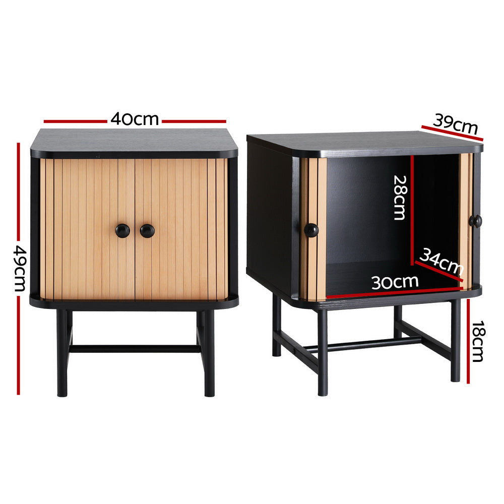 Bedside Table with Sliding Doors BORIS