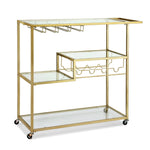 Bar Cart Drink Trolley Serving Cocktail Wine Rack Glass Holder 102Cm