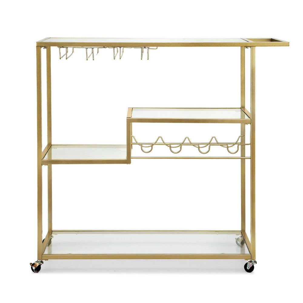 Bar Cart Drink Trolley Serving Cocktail Wine Rack Glass Holder 102Cm