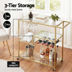 Bar Cart Drink Trolley Serving Cocktail Wine Rack Glass Holder 102Cm