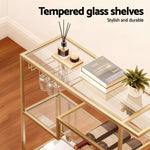 Bar Cart Drink Trolley Serving Cocktail Wine Rack Glass Holder 102Cm