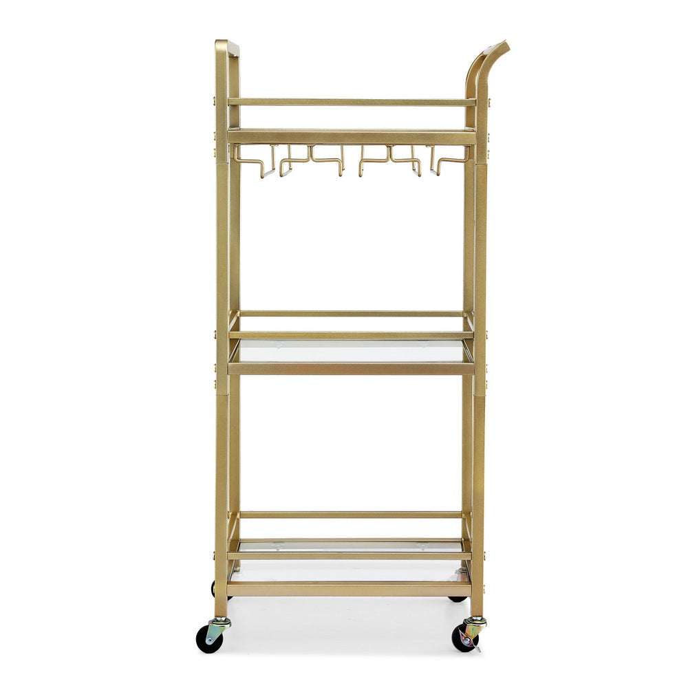 Kitchen Island Cart Trolley Rolling Serving Storage Wine Glass 43Cm
