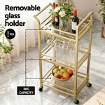 Kitchen Island Cart Trolley Rolling Serving Storage Wine Glass 43Cm