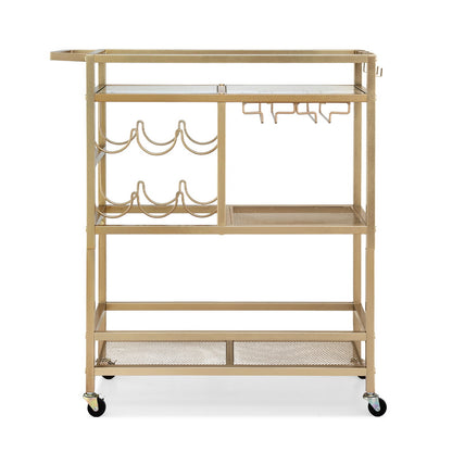 Bar Cart Drinks Trolley Serving Wine Rack Glass Holder 3 Hooks 72Cm