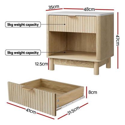 Pine Bedside Table Nightstand 48x35x47cm
