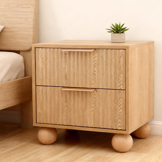 Rattan Bedside Table 2 Drawers 50x40x50cm