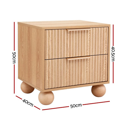 Rattan Bedside Table 2 Drawers 50x40x50cm