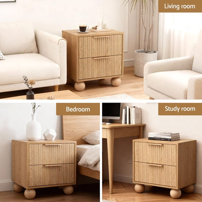 Rattan Bedside Table 2 Drawers 50x40x50cm