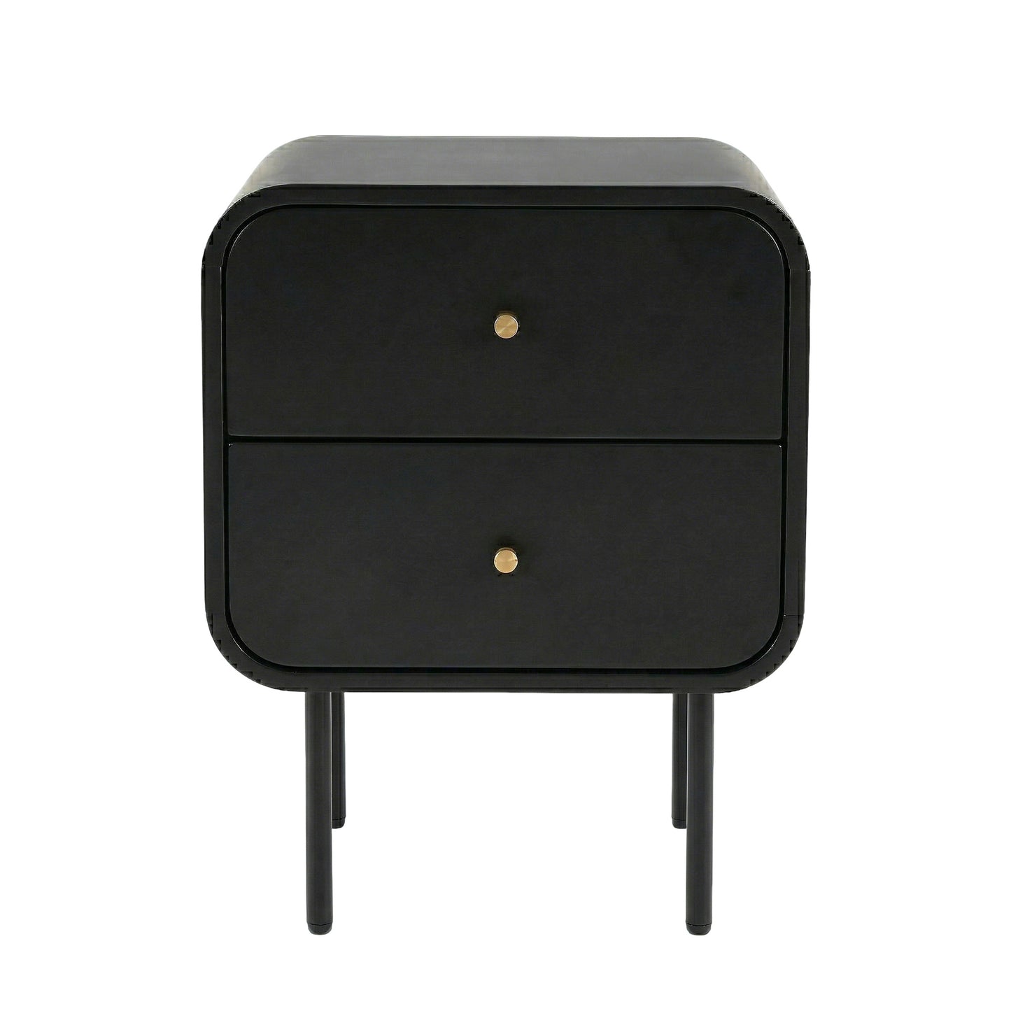 Bedside Table 2 Drawers Black Nightstand | HomeAndLiving