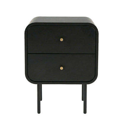 Bedside Table 2 Drawers Black Nightstand | HomeAndLiving
