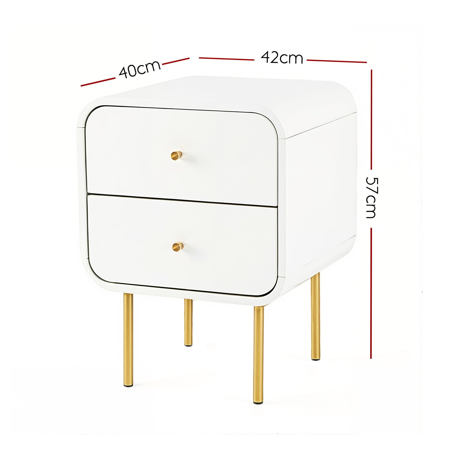 Bedside Table 2 Drawers White Nightstand | HomeAndLiving