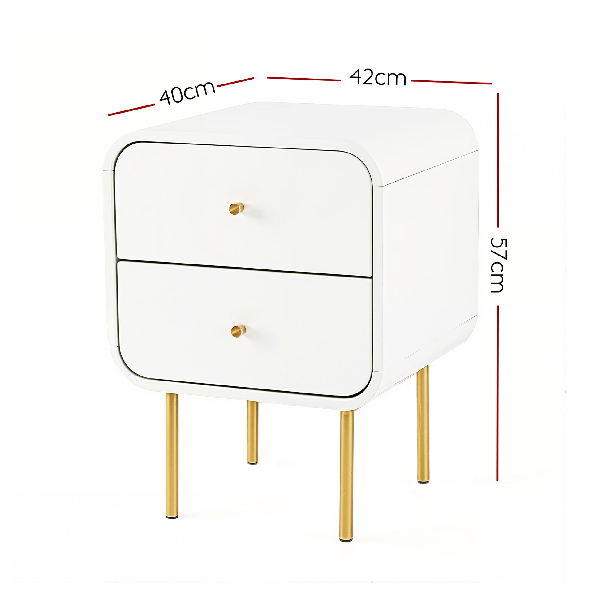 Bedside Table 2 Drawers White Nightstand | HomeAndLiving