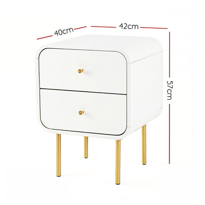 Bedside Table 2 Drawers White Nightstand | HomeAndLiving