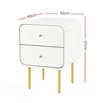 Bedside Table 2 Drawers White Nightstand | HomeAndLiving