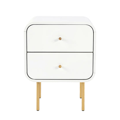 Bedside Table 2 Drawers White Nightstand | HomeAndLiving