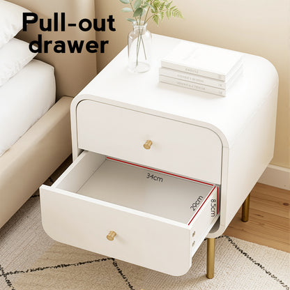 Bedside Table 2 Drawers White Nightstand | HomeAndLiving