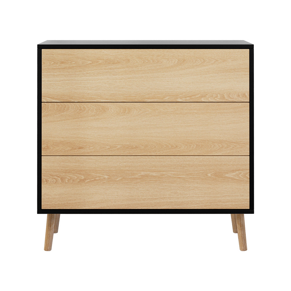 3 Chest of Drawers Dresser Table Black&Pine