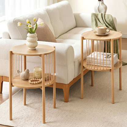 Round End Tables Set of 2 Two-Tier Boho | HomeAndLiving
