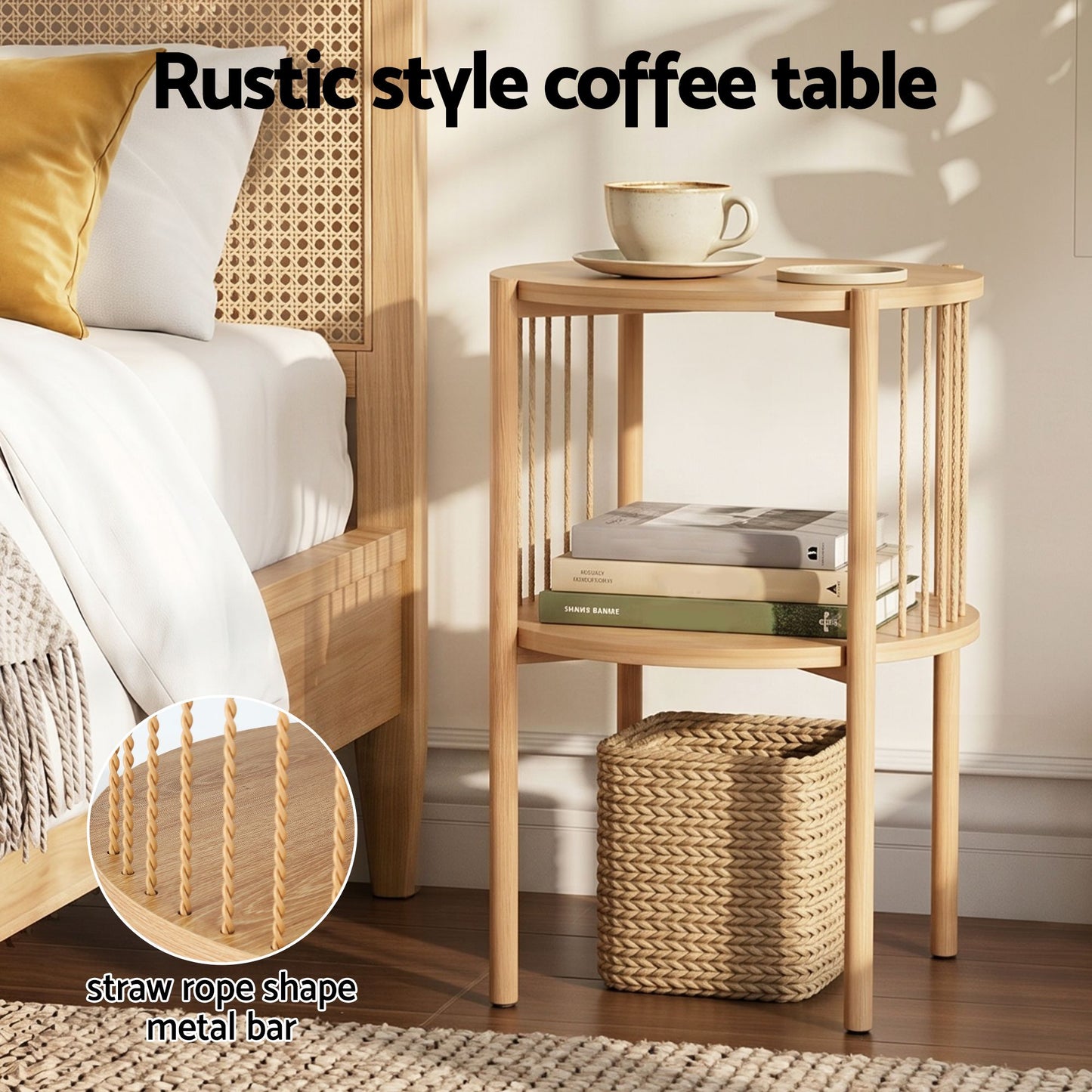 Round End Tables Set of 2 Two-Tier Boho | HomeAndLiving