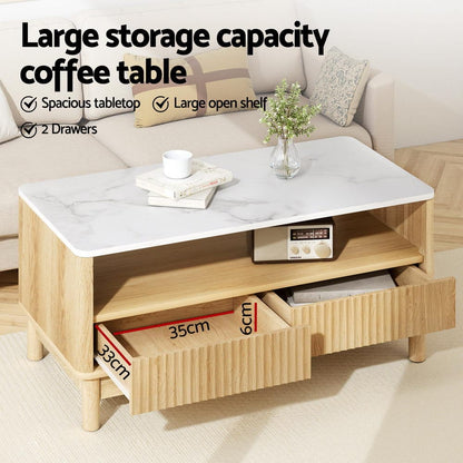 Marble Coffee Table Drawer 90x45x40cm