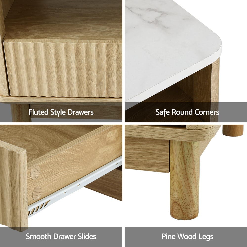 Marble Coffee Table Drawer 90x45x40cm