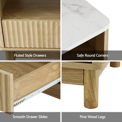 Marble Coffee Table Drawer 90x45x40cm