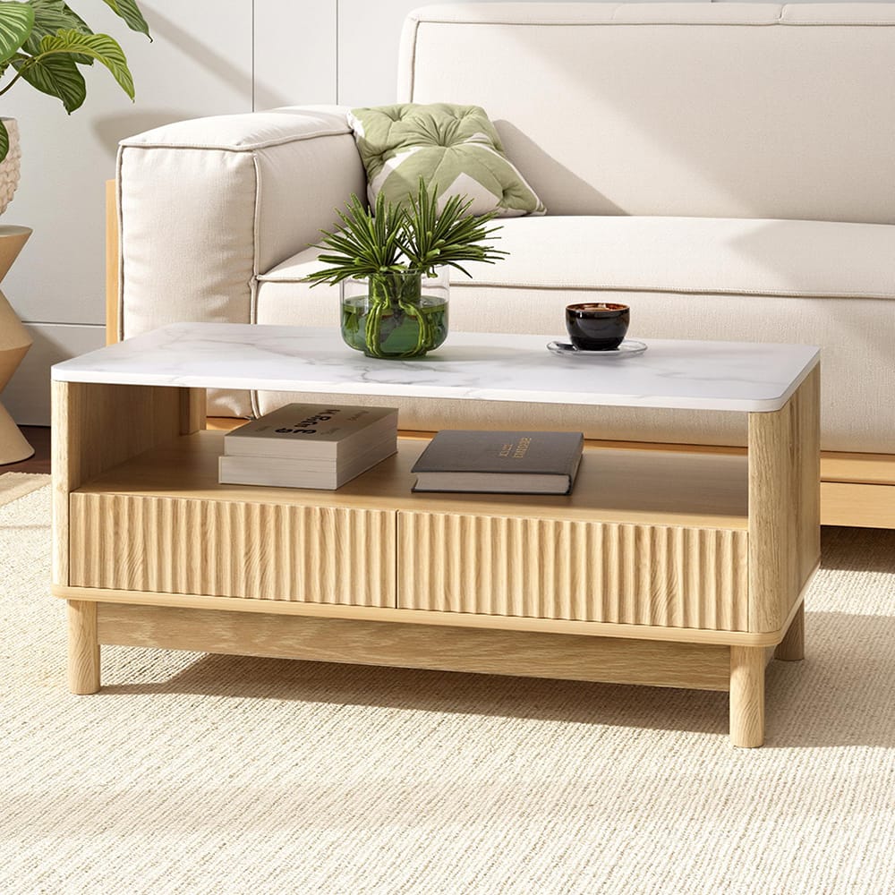 Marble Coffee Table Drawer 90x45x40cm