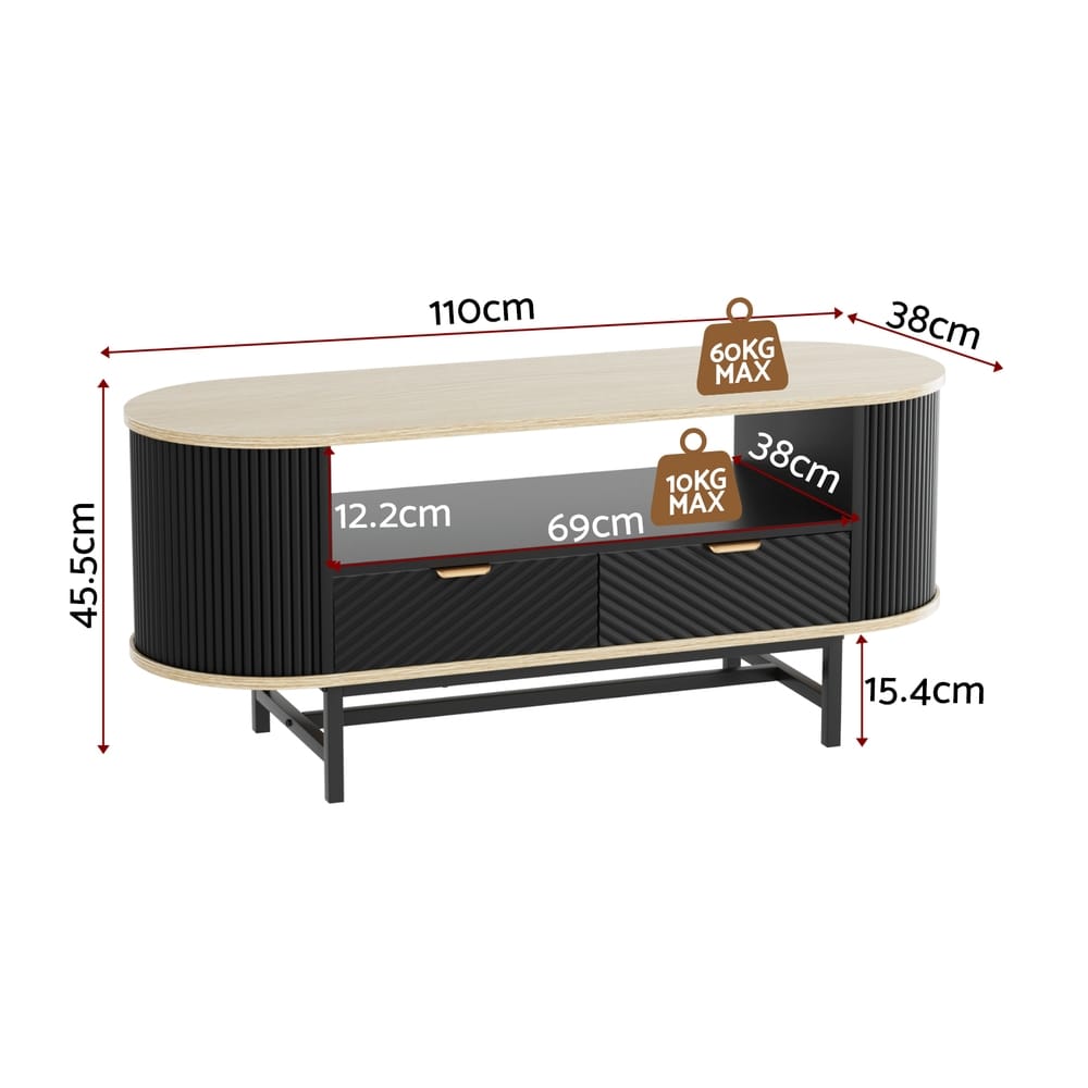 Wood Coffee Table With Drawer 110x38x45cm