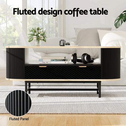 Wood Coffee Table With Drawer 110x38x45cm