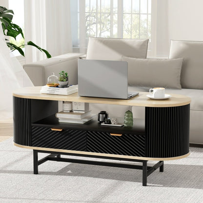 Wood Coffee Table With Drawer 110x38x45cm