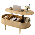 Lift Top Coffee Table Oval Fluted 100cm | HomeAndLiving